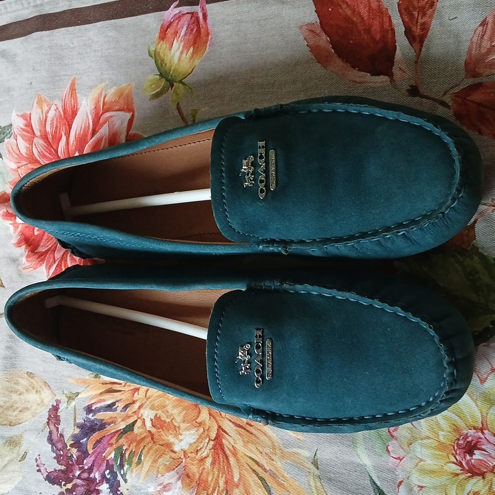 Coach Ladies Teal Slip-On Loafers 7.5